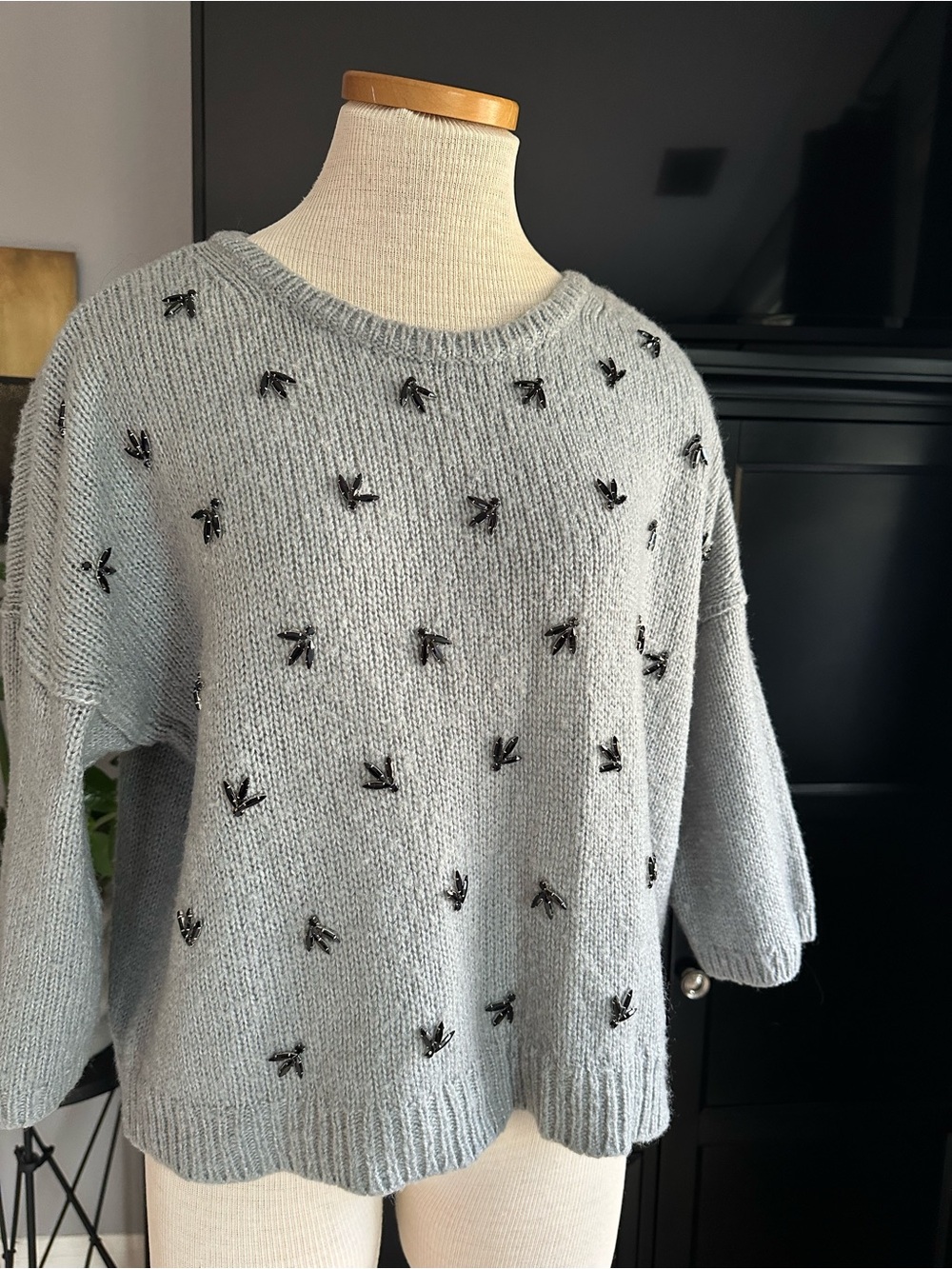 Ann Taylor Embellished Crewneck Sweater size large